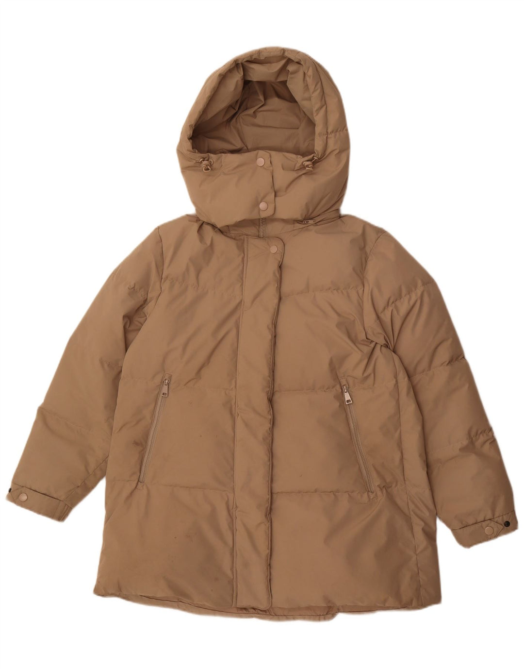 Massimo Dutti Jachetă căptușită supradimensionată cu glugă pentru femei UK 6 XS poliester bej