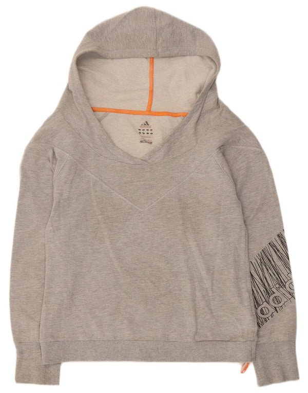 Pulover Adidas Clima 365 Graphic Hoodie pentru femei UK 10 Mic Gri Flecked