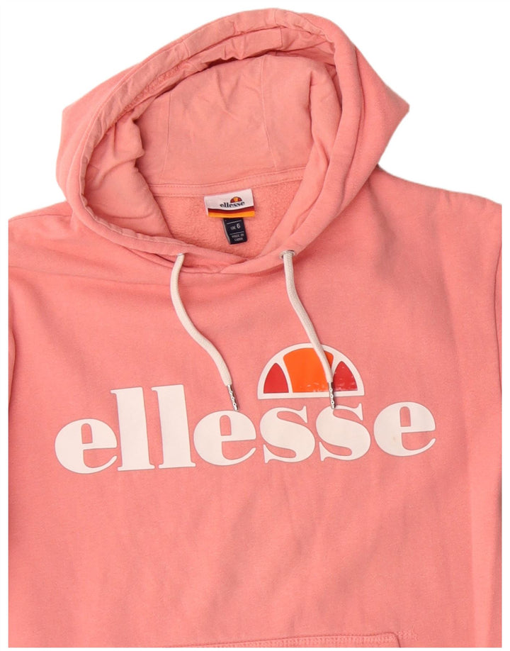 Pulover cu glugă cu grafic ELLESSE pentru femei UK 6 XS bumbac roz