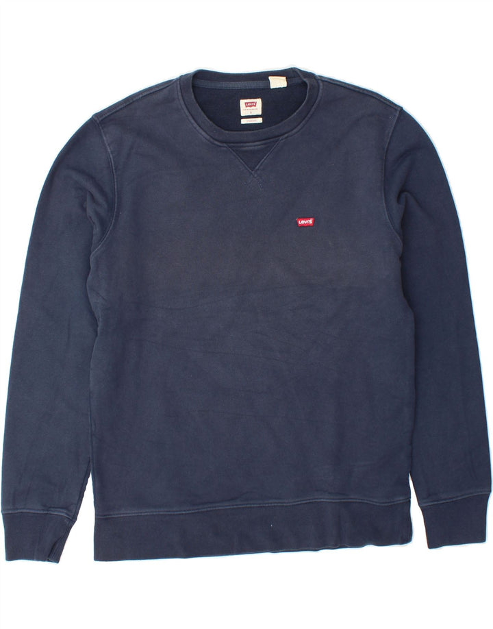 LEVI'S Mens Sweatshirt Jumper Small Navy Blue Cotton Vintage Levi's and Second-Hand Levi's from Messina Hembry 