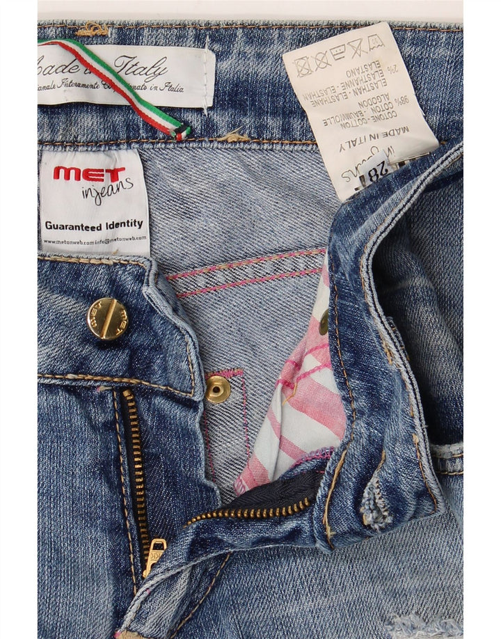 MET Blugi Distressed drepte pentru femei W28 L31 bumbac albastru
