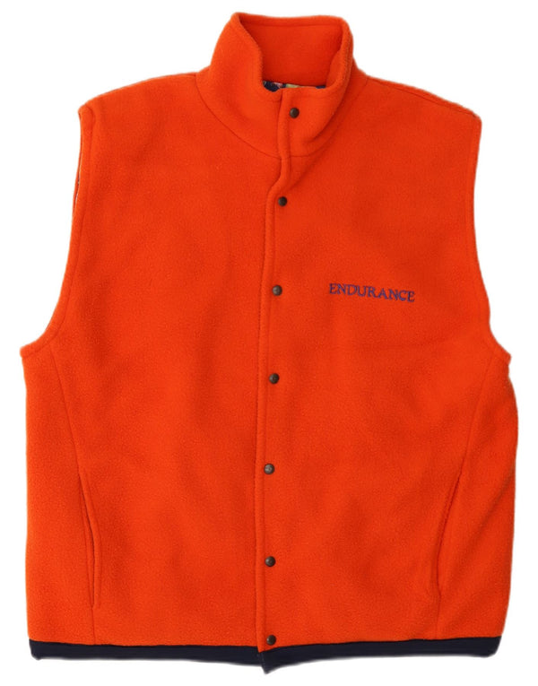 Endurance Mens Fleece Gilet UK 40 Large Orange Colourblock Poliester