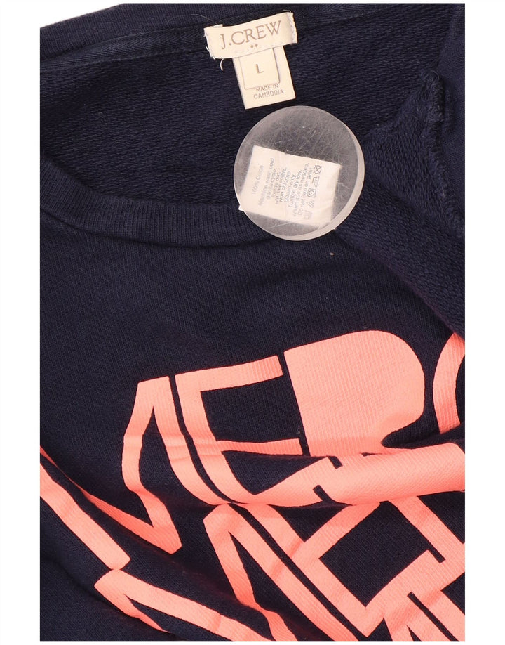 J. CREW Pulover cu grafic pentru femei UK 16 Mare Bumbac bleumarin