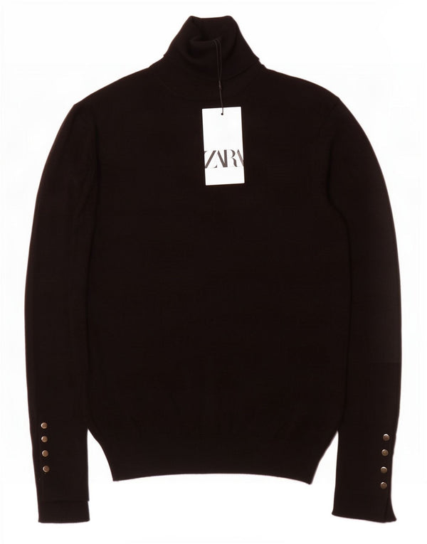 Pulover pentru femei Zara cu gât rulat, UK 18 XL, viscoză neagră