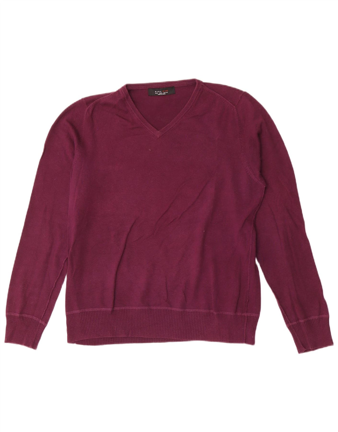 Pulover pentru bărbați Zara, cu decolteu în V, mare, burgundă