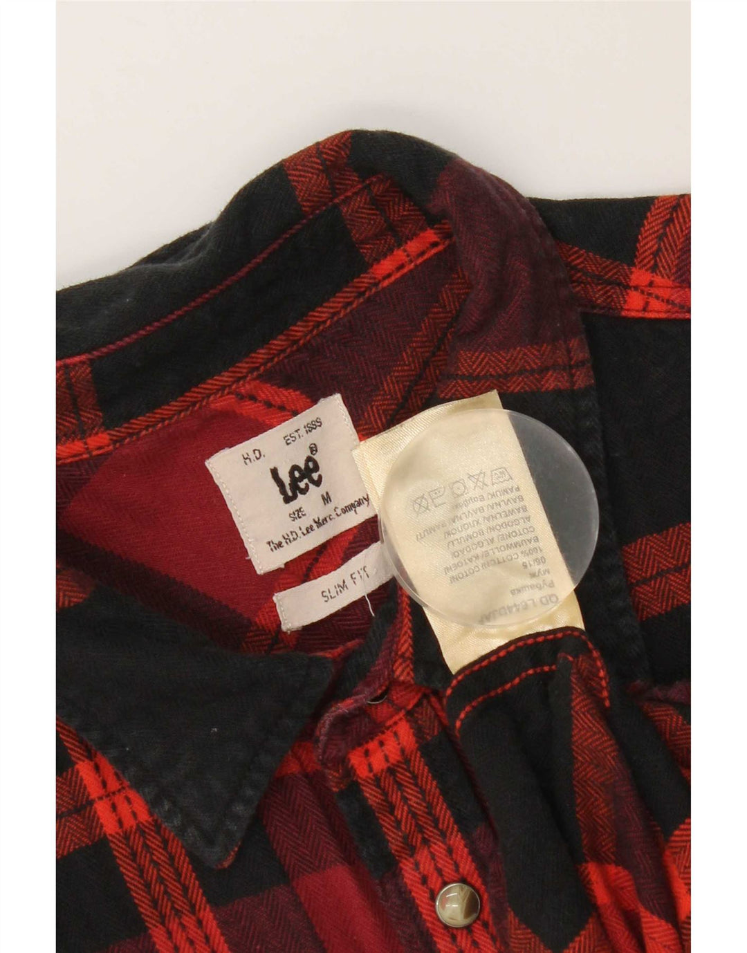 Cămașă de flanel Western Slim Fit Lee pentru bărbați, bumbac cu carouri roșii medii