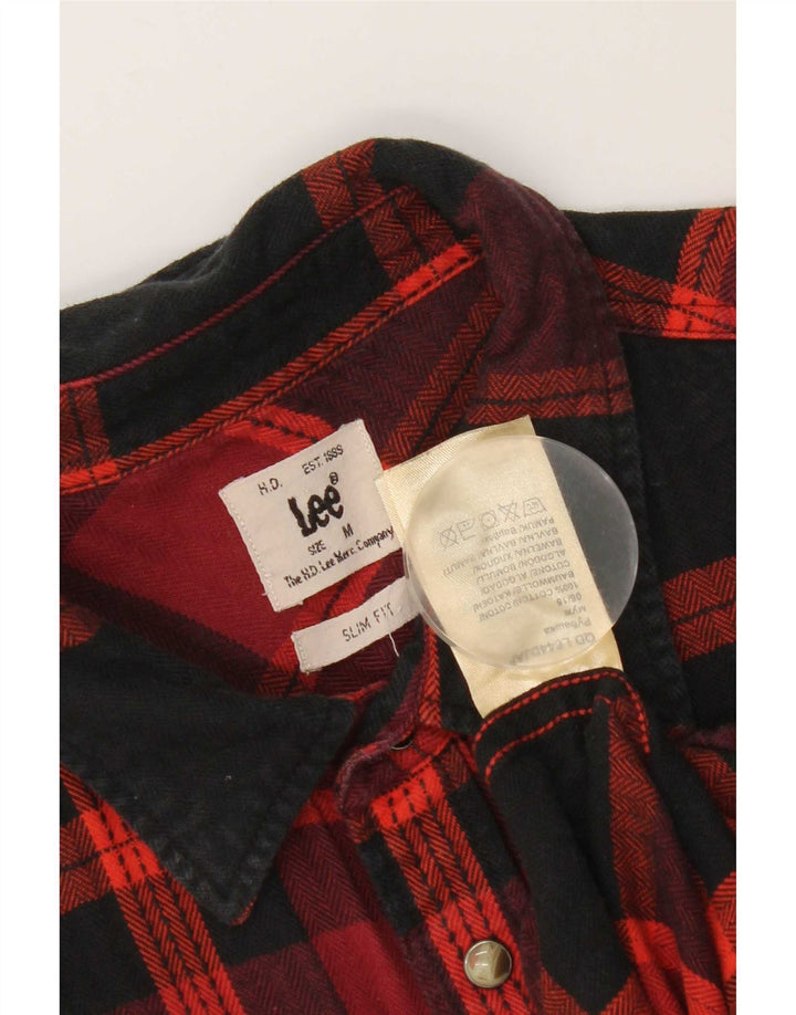 Cămașă de flanel Western Slim Fit Lee pentru bărbați, bumbac cu carouri roșii medii