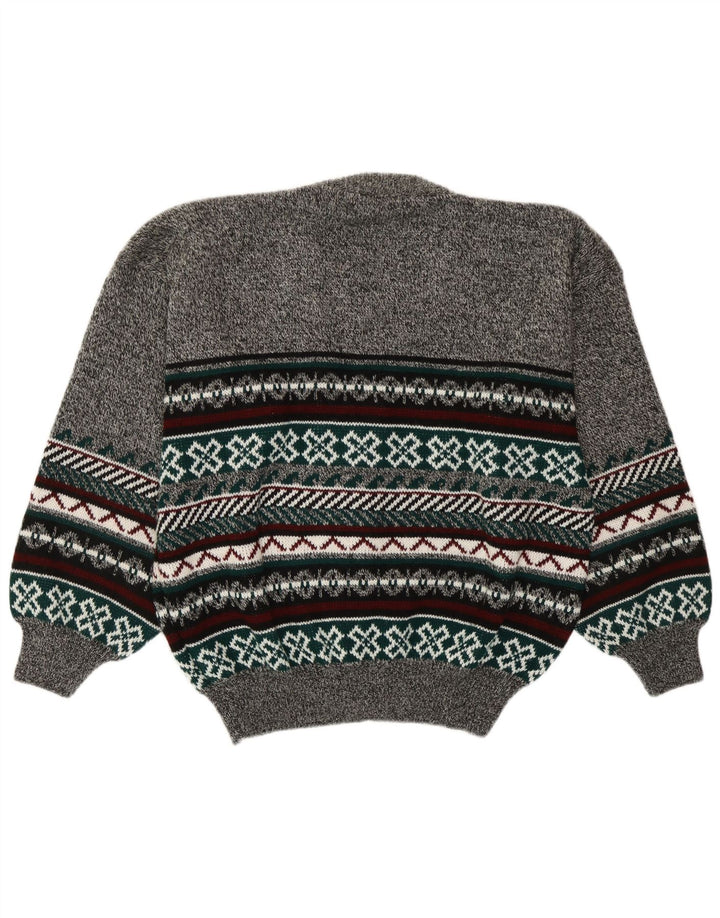 Cardigan vintage pentru bărbați, mare, gri Fair Isle