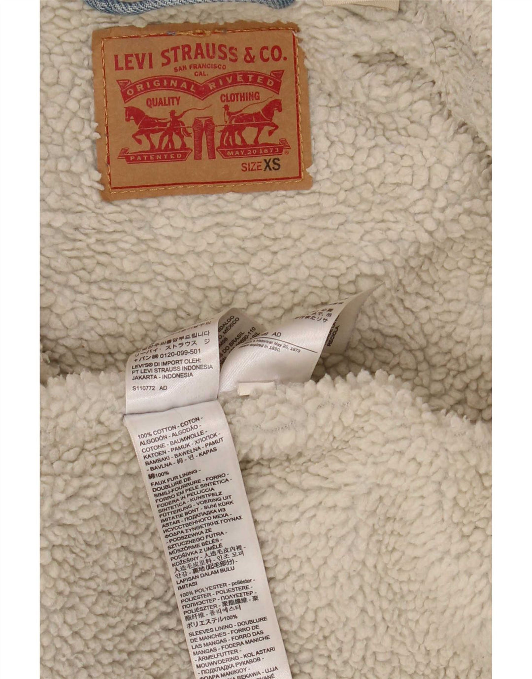 Jachetă de blugi Sherpa pentru bărbați Levi's UK 34 XS Bumbac albastru