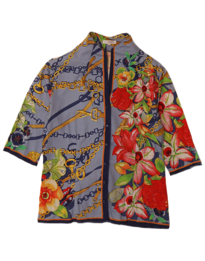 Bluză cămașă cu mâneci 3/4 pentru femei NARACAMICIE UK 16, mare, albastră, florală