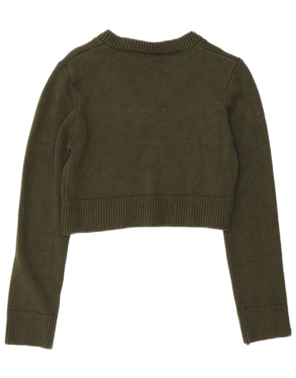 Pulover Crop Jumper pentru Damă Zara UK 12 Medium Green Viscose