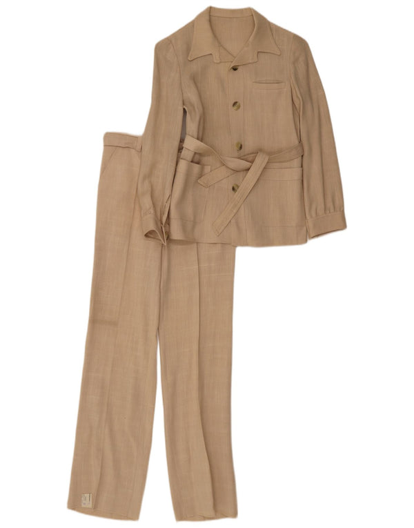 Costum de damă vintage, 4 nasturi, 2 piese IT 36 XS W26 L30 bej viscoză
