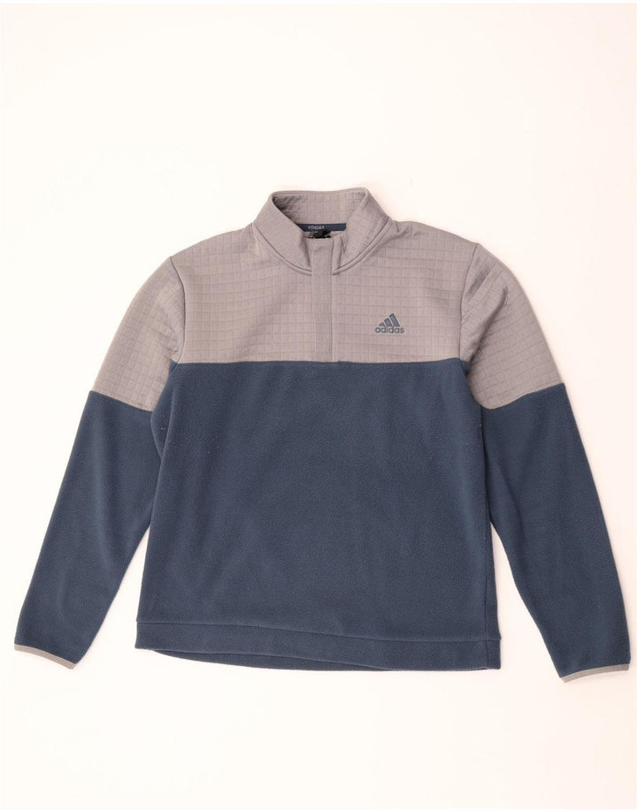 Pulover pentru bărbați Adidas, cu fermoar și gât, din fleece, mediu, albastru bleumarin, poliester