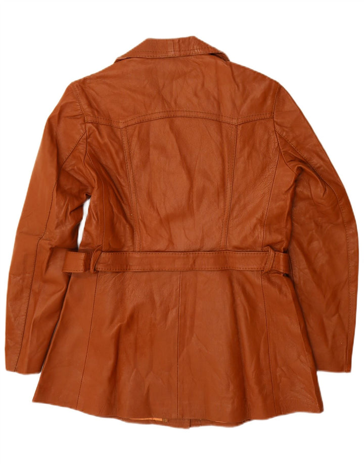 Jachetă de piele vintage pentru femei UK 14 piele maro medie