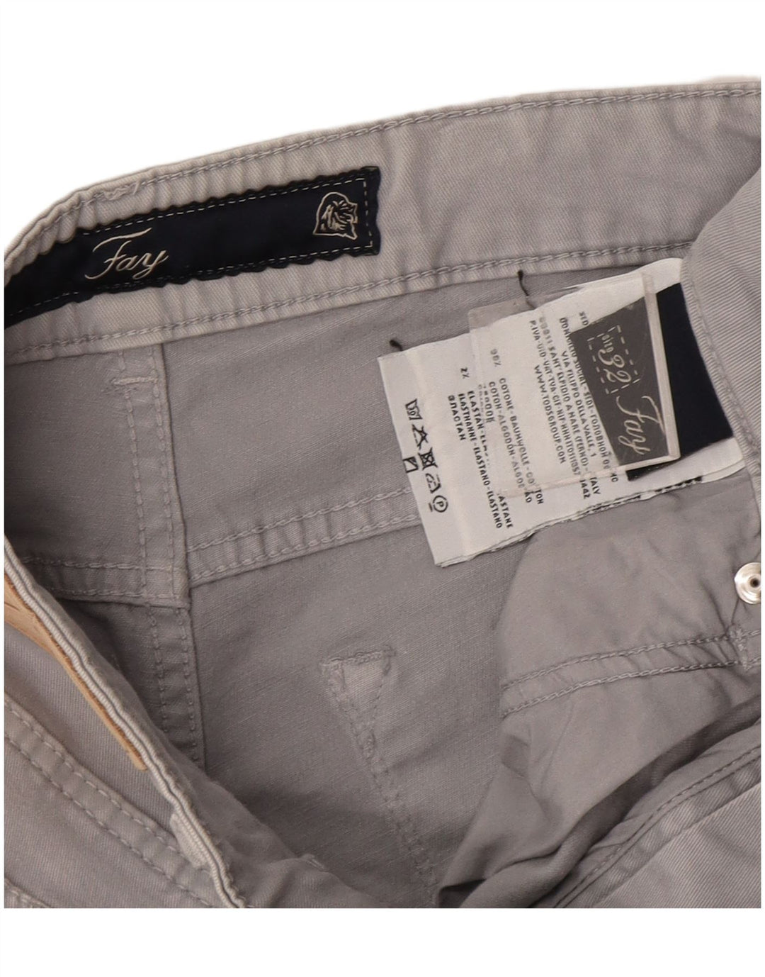 FAY Pantaloni casual subțiri pentru bărbați L32 L27 bumbac gri