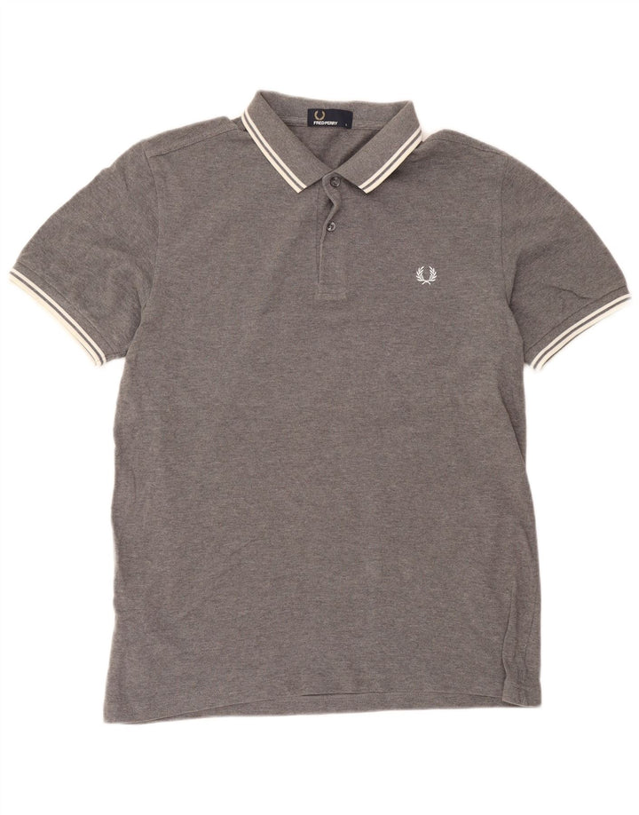 Cămașă polo Fred Perry pentru bărbați, mare, gri bumbac cu pete