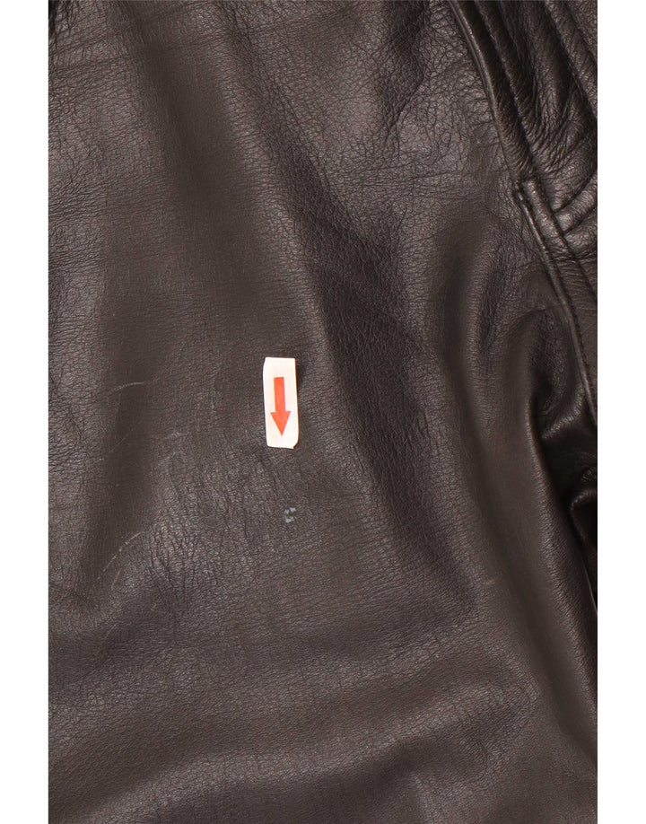 Pantaloni drepți din piele vintage pentru bărbați W34 L30 negri