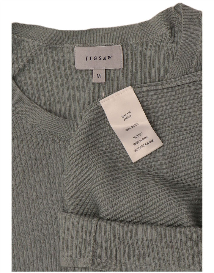 JIGSAW Pulover cu gât de barcă pentru femei UK 12 Lână gri mediu