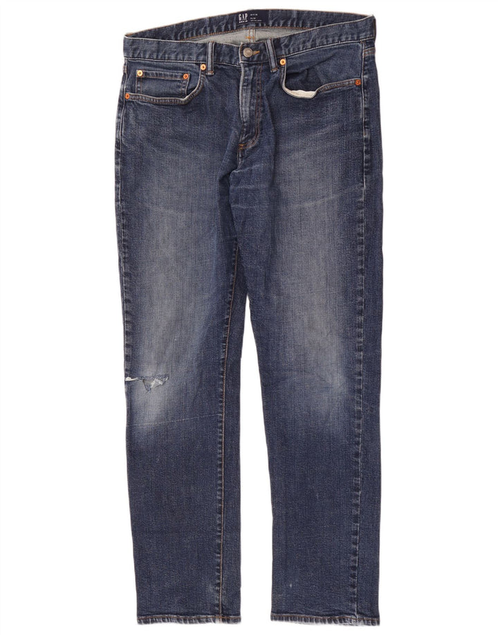 Blugi slim pentru bărbați Gap Distressed W34 L32 Bumbac albastru