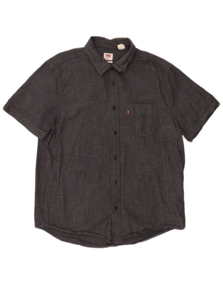 Cămașă LEVI'S pentru bărbați, cu mânecă scurtă, cu ajustare standard, mare, gri, bumbac