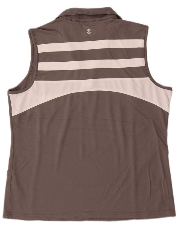 IZOD Tricou polo fără mâneci pentru femei UK 18 XL Gri poliester color bloc