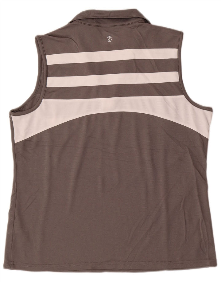 IZOD Tricou polo fără mâneci pentru femei UK 18 XL Gri poliester color bloc