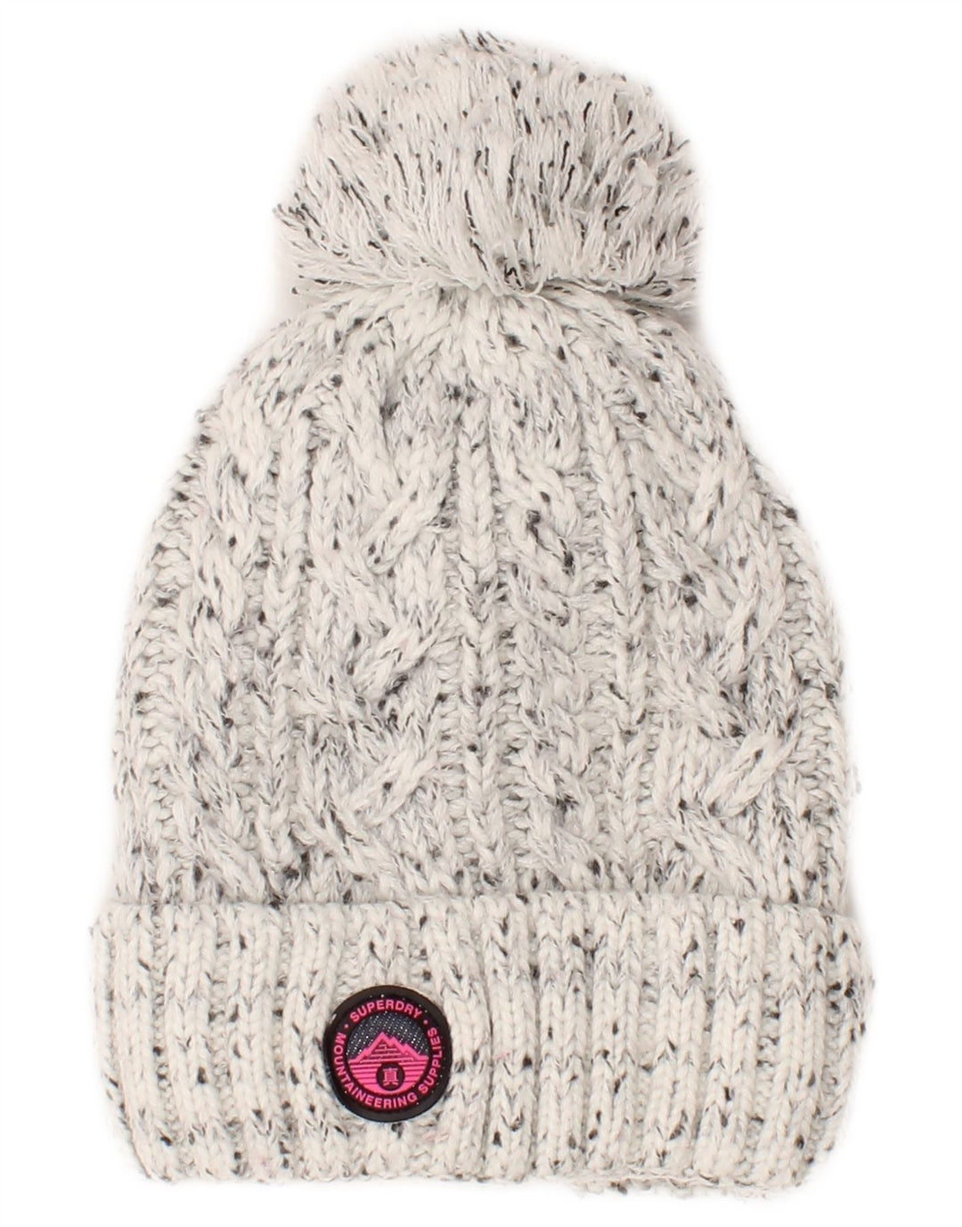 Căciulă Superdry pentru femei, tricot, tricot, mărime, acrilic cu pete gri