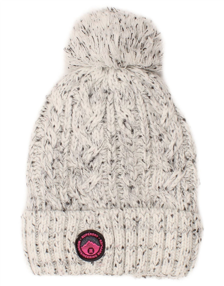Căciulă Superdry pentru femei, tricot, tricot, mărime, acrilic cu pete gri