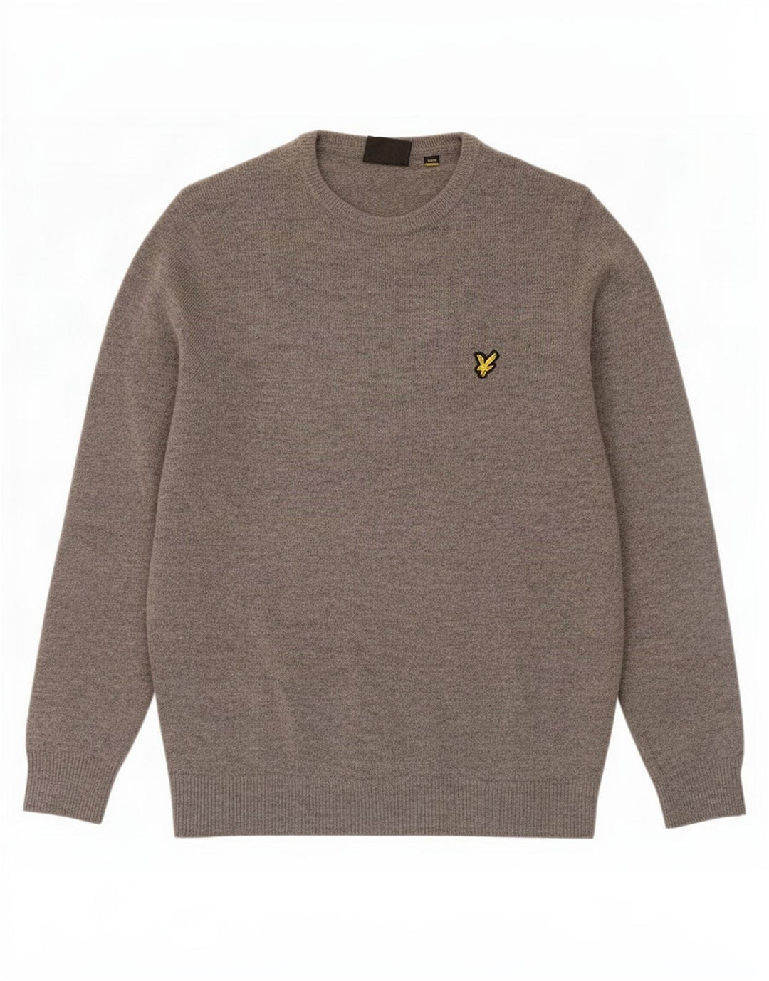 Pulover Lyle & Scott pentru bărbați cu gât roșu din lână de miel, gri mediu