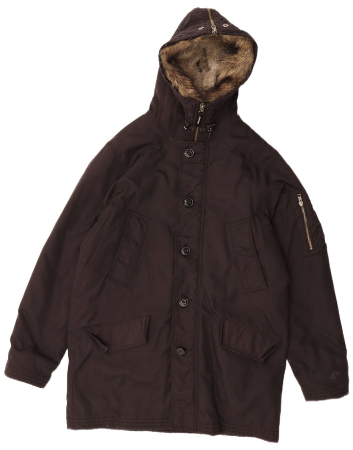 Jachetă parka cu glugă pentru bărbați Woolrich UK 36 Poliester negru mic
