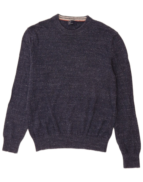 Gap Mens Crew Neck Jumper Sweater Medium Navy Blue Flecked Cotton