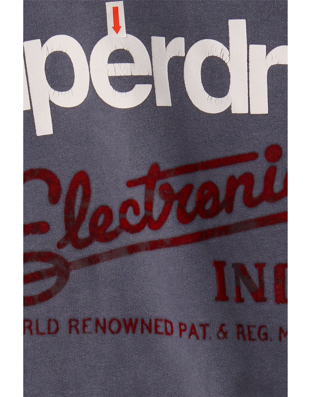 SUPERDRY Pulover cu glugă cu grafică pentru femei UK 16, mare, bleumarin, bloc de culoare