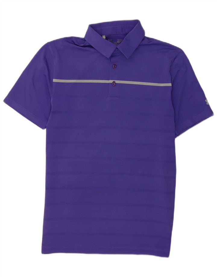 Tricou polo Under Armour pentru bărbați, poliester cu dungi violet mic