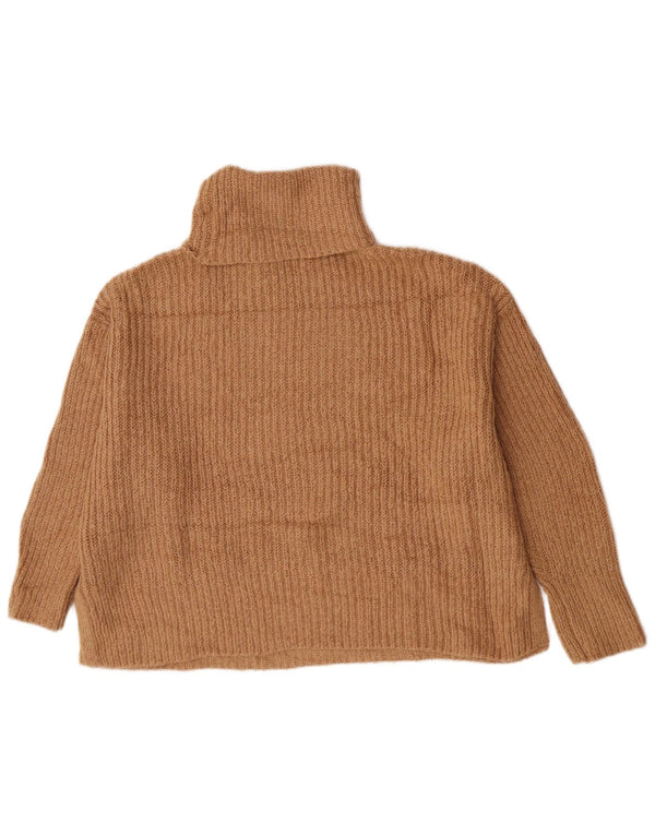 Pulover supradimensionat pentru femei Zara, cu gât rulat, UK 10 Mic Bej Acrilic