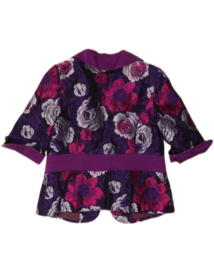 VINTAGE Womens 3 Button 2 Piece Set IT 44 Medium Purple Floral Polyester