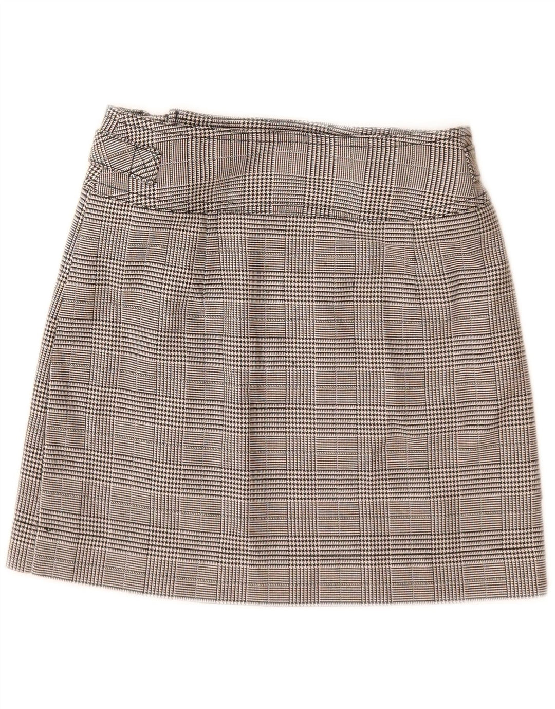 Fusta mini pentru femei Topshop UK 6 XS W24 poliester cu carouri gri