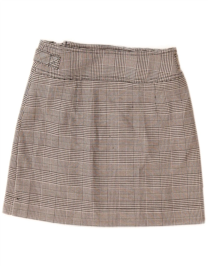 Fusta mini pentru femei Topshop UK 6 XS W24 poliester cu carouri gri