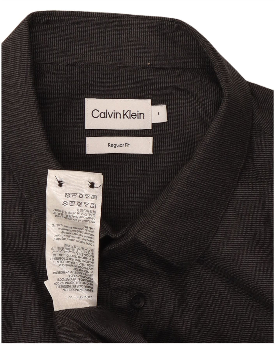 Cămașă Calvin Klein pentru bărbați, cu tăiere obișnuită, mare, neagră, cu dungi