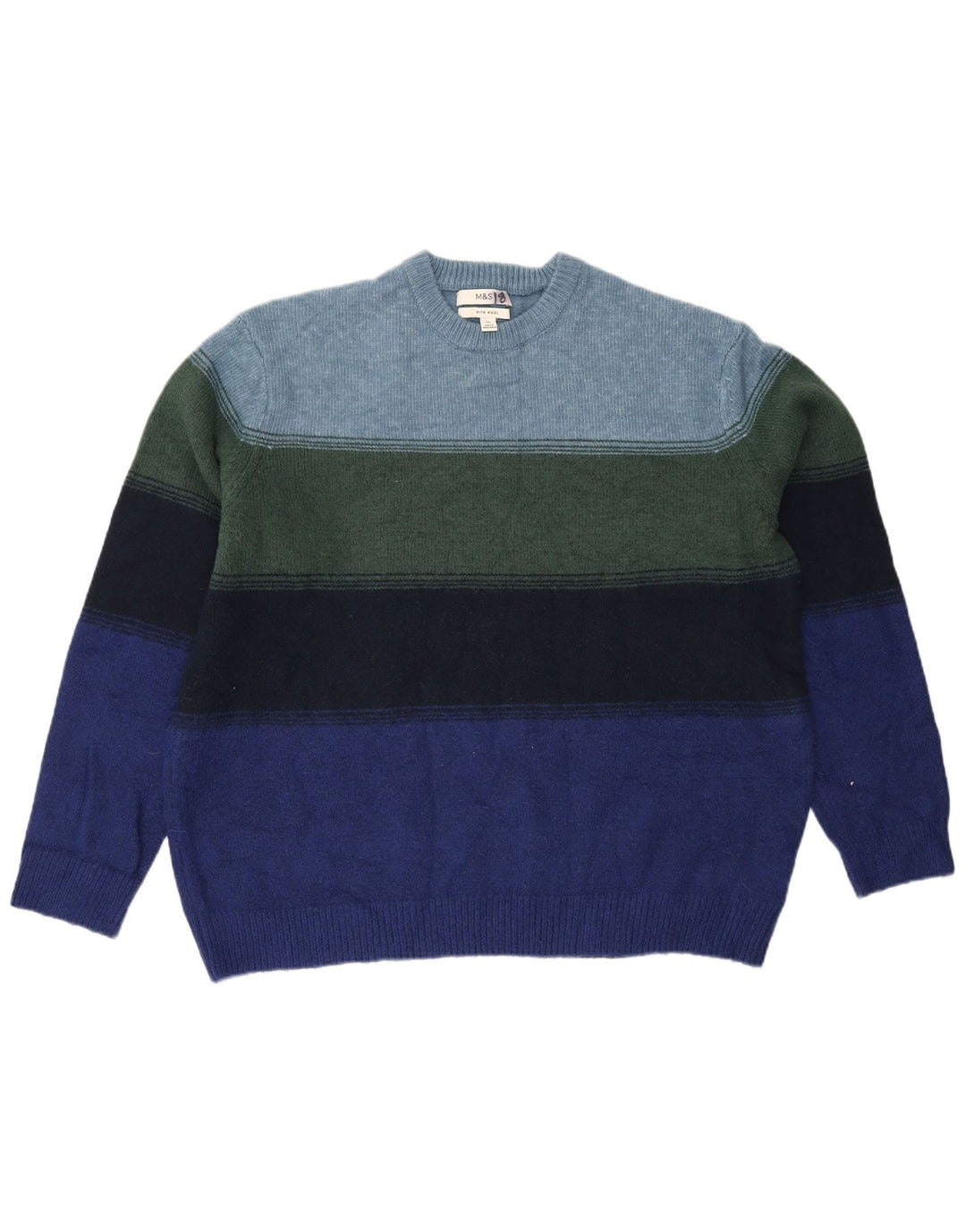 Pulover pentru bărbați Marks & Spencer, cu gât crew, 2XL, cu dungi multicolore