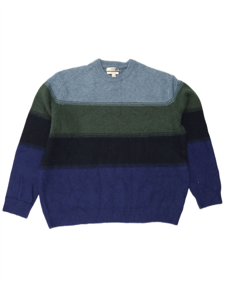 Pulover pentru bărbați Marks & Spencer, cu gât crew, 2XL, cu dungi multicolore