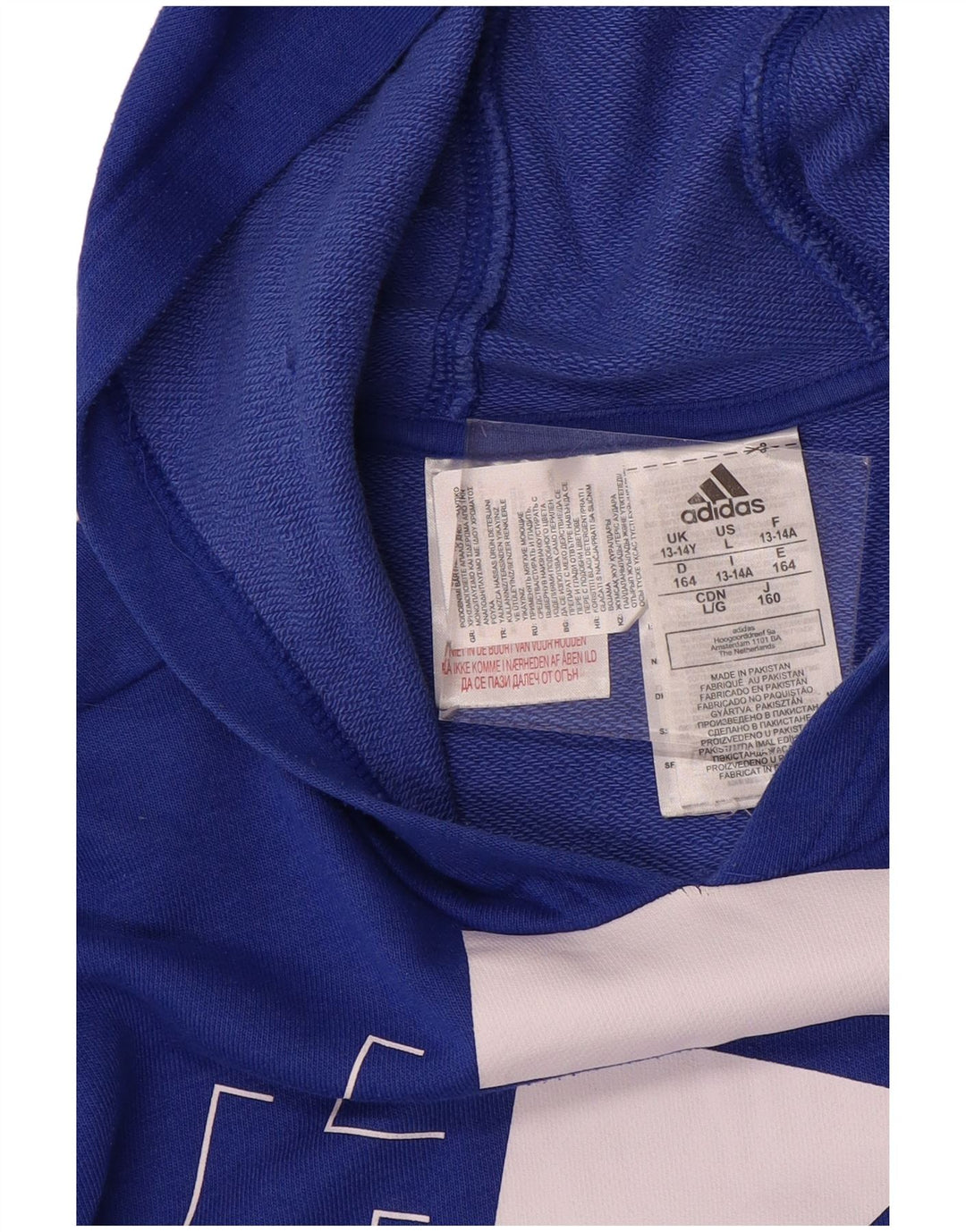 Pulover ADIDAS pentru băieți, cu grafică, 13-14 ani, bumbac albastru