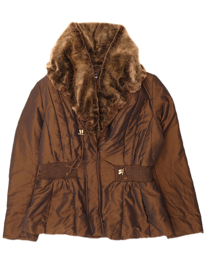 Jachetă căptușită pentru femei Zara UK 18 XL, maro, nailon