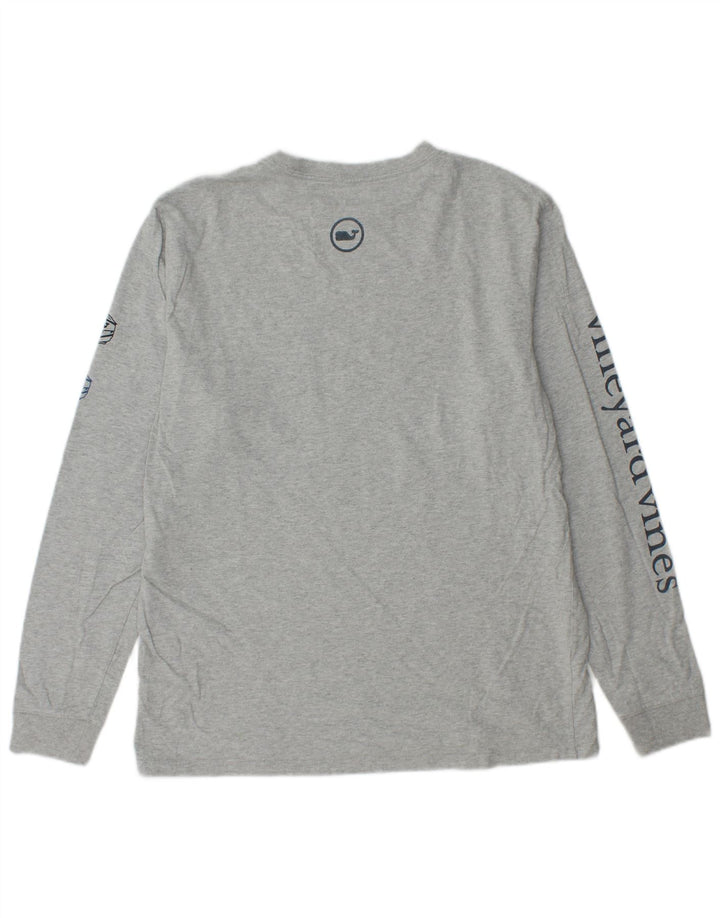VINEYARD VINES Top grafic pentru bărbați cu mânecă lungă, bumbac, gri mic