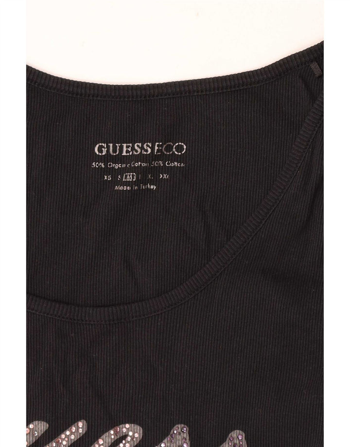 Vestă grafică Guess pentru femei UK 12, bumbac mediu negru