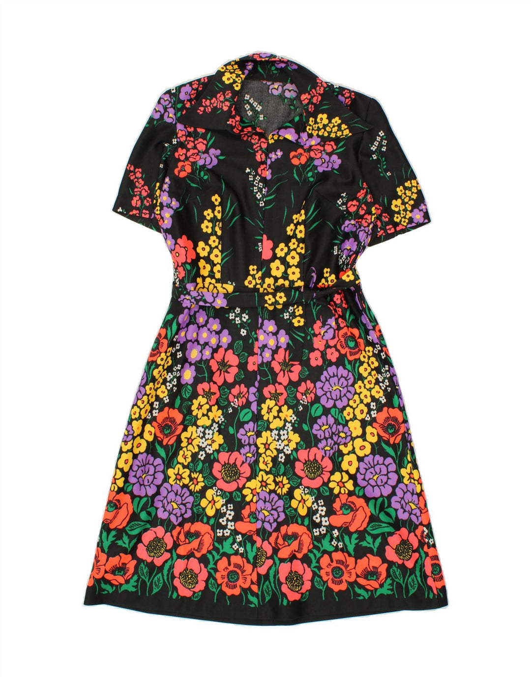 VINTAGE Rochie A-Line pentru femei UK 14 Medium Black Floral