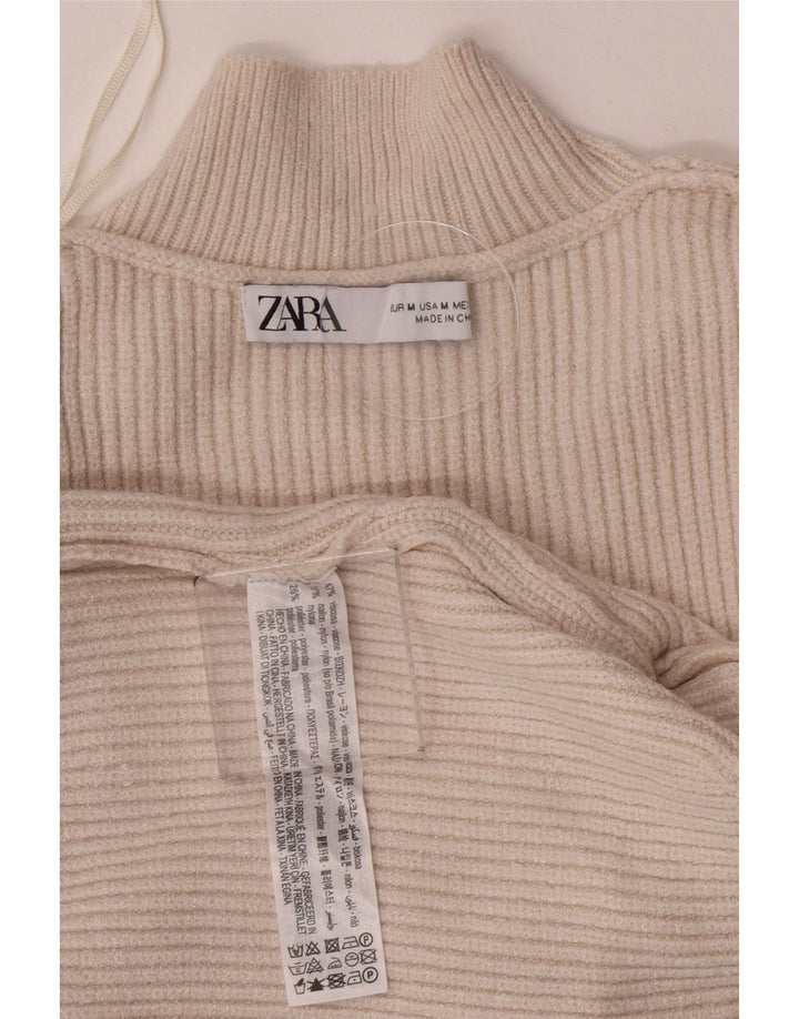 Pulover cu gât țestoasă pentru femei Zara UK 12, viscoză, albă, medie