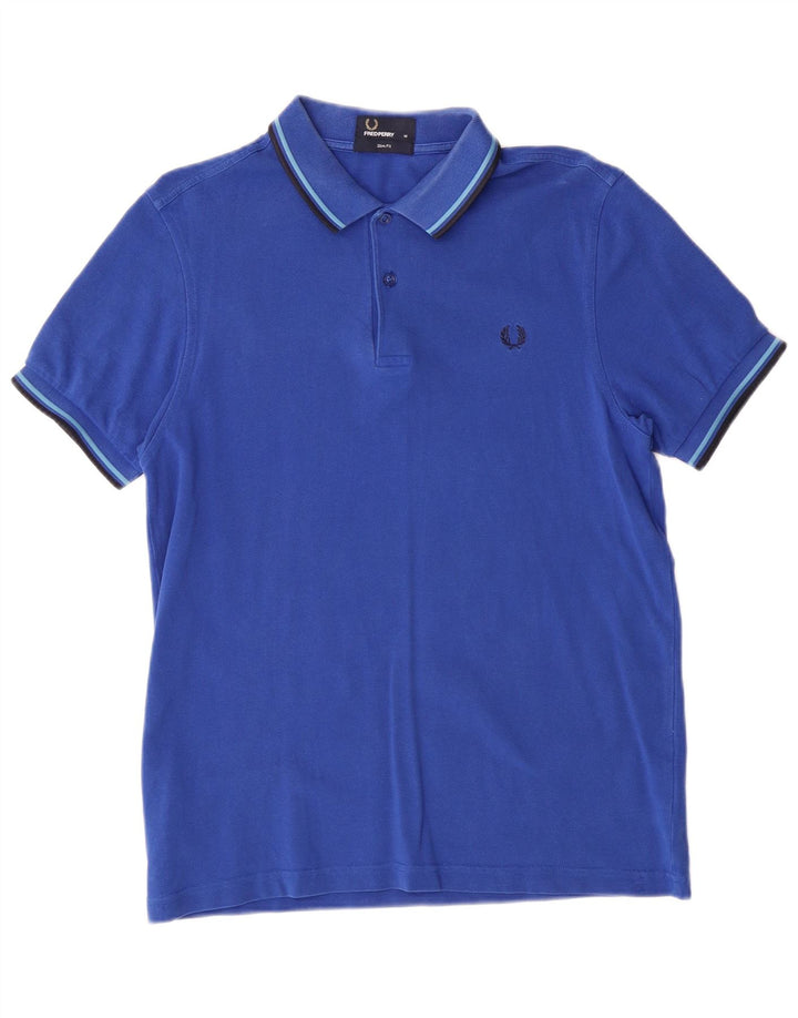 Cămașă polo pentru bărbați Fred Perry, slim fit, bumbac albastru mediu