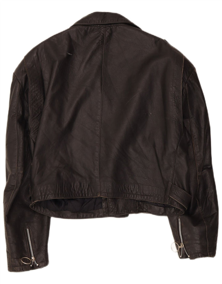 Jachetă motociclist din piele crop pentru femei Colombus UK 14 Medium Black