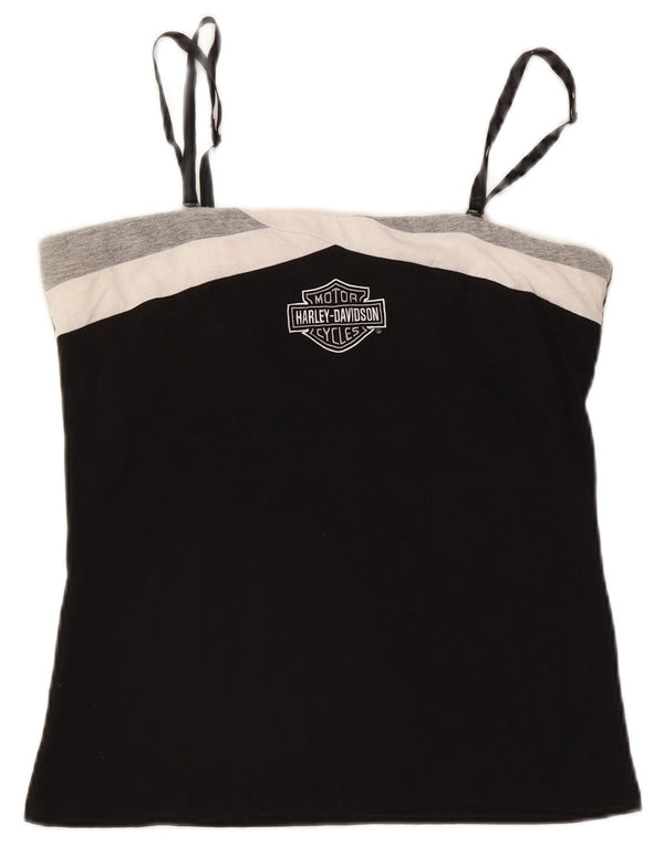 Top cu crop crop Harley Davidson pentru femei UK 14, mare, negru, bumbac