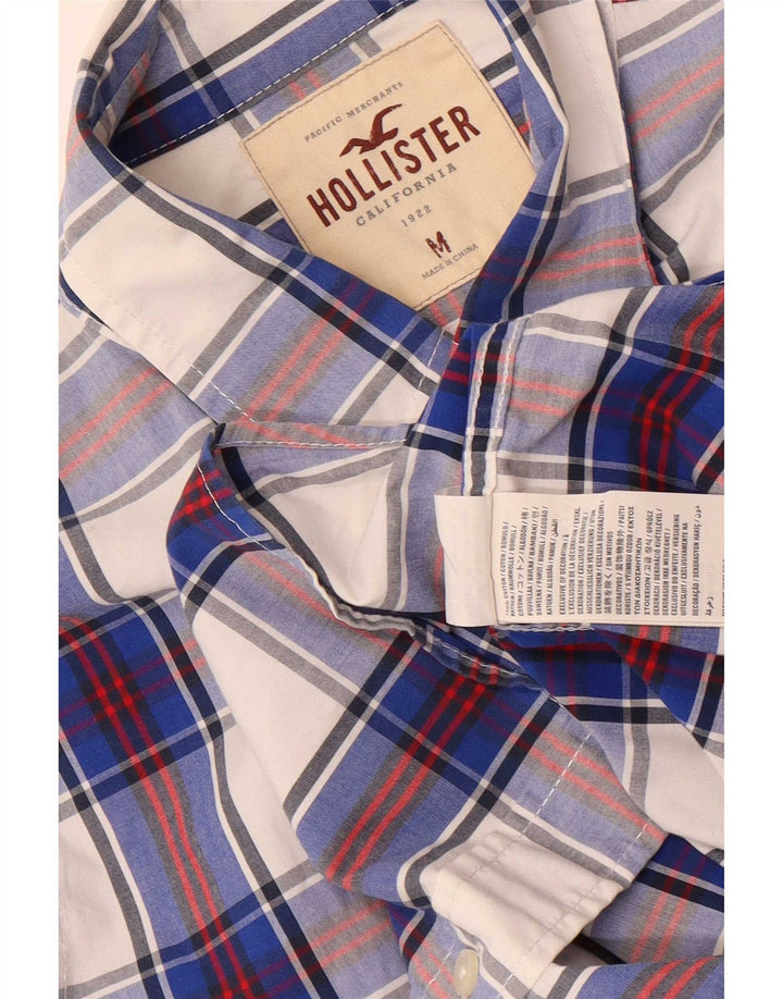 Cămașă Hollister pentru bărbați, bumbac cu carouri albastru mediu